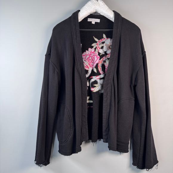 Spiritual Gangster Women's S Oversized Embroidered Distressed Hems Jacket - Picture 2 of 8